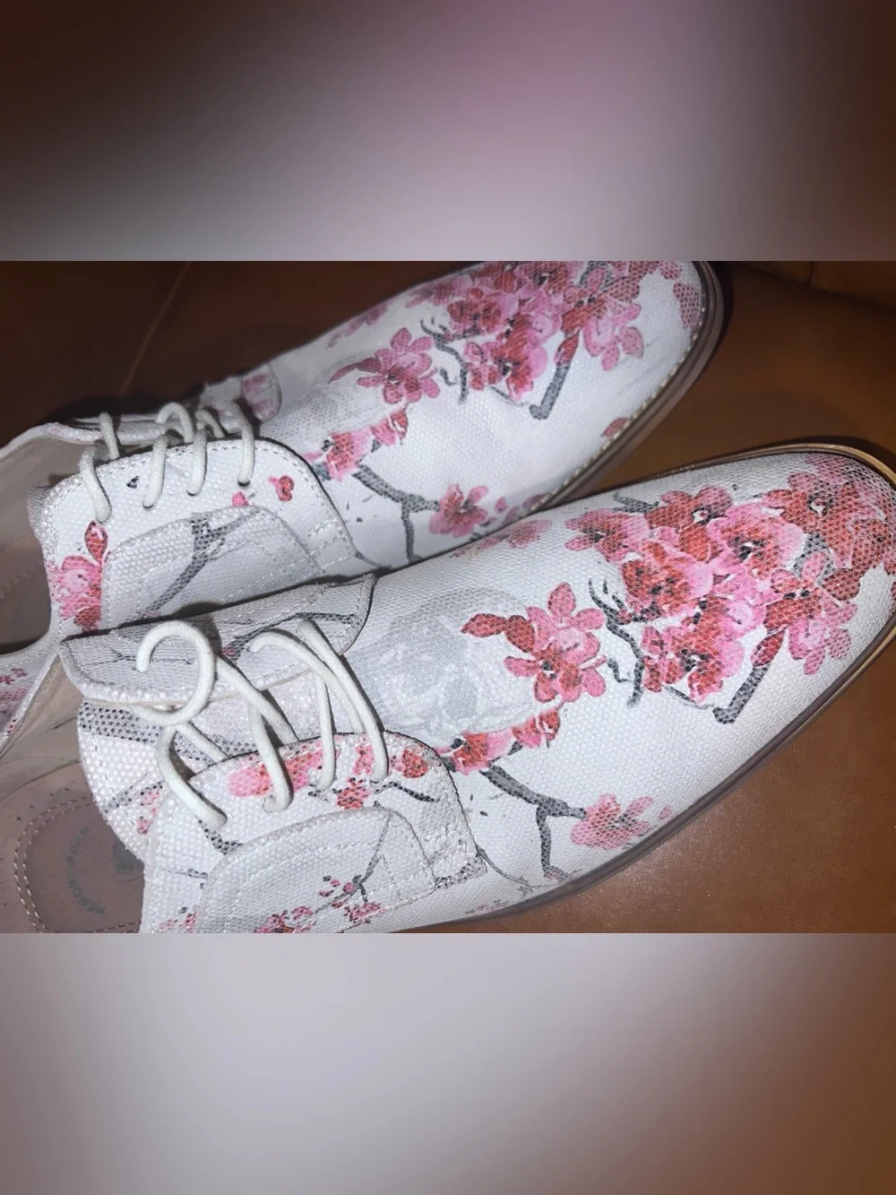 Stacy Adams Dandy White Floral/Skull Pattern oxfords men’s size 10M/ 10.5*